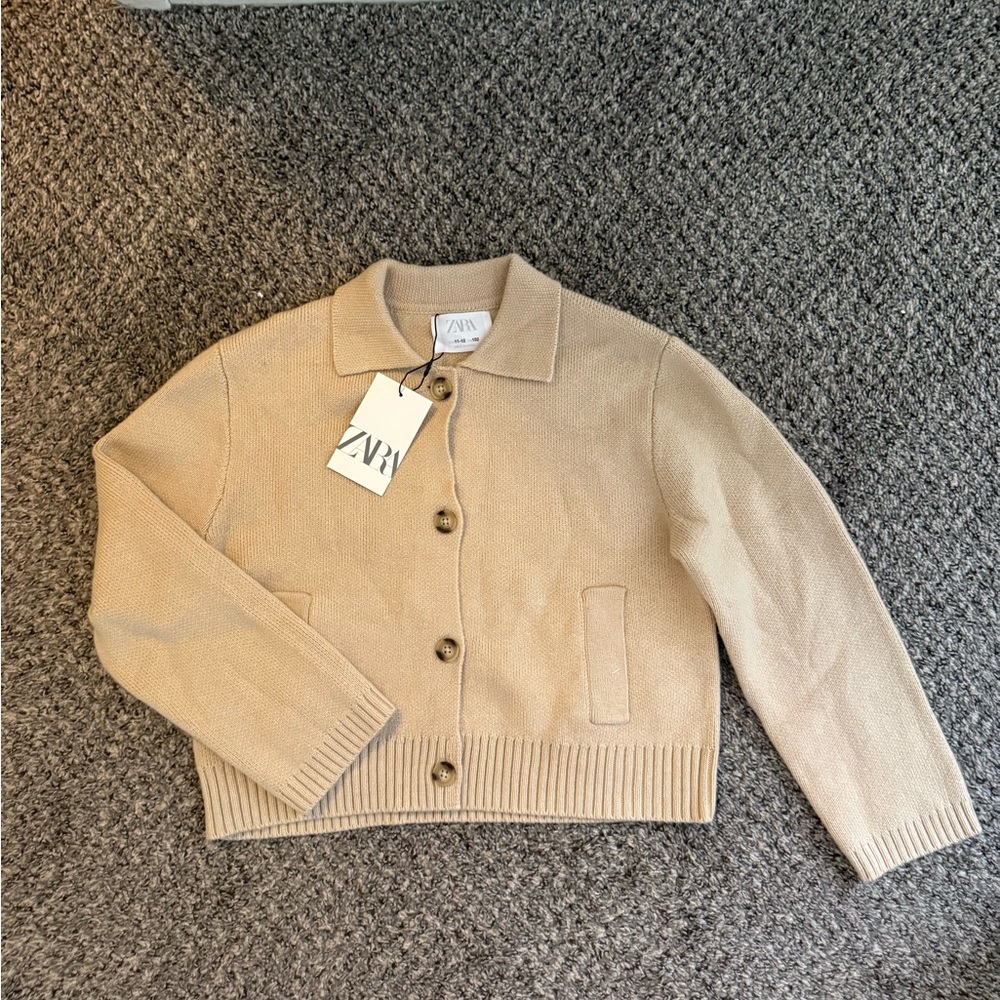 Brand New Kids Cream Button-Up Cardigan w/ Pockets | Size 11-12